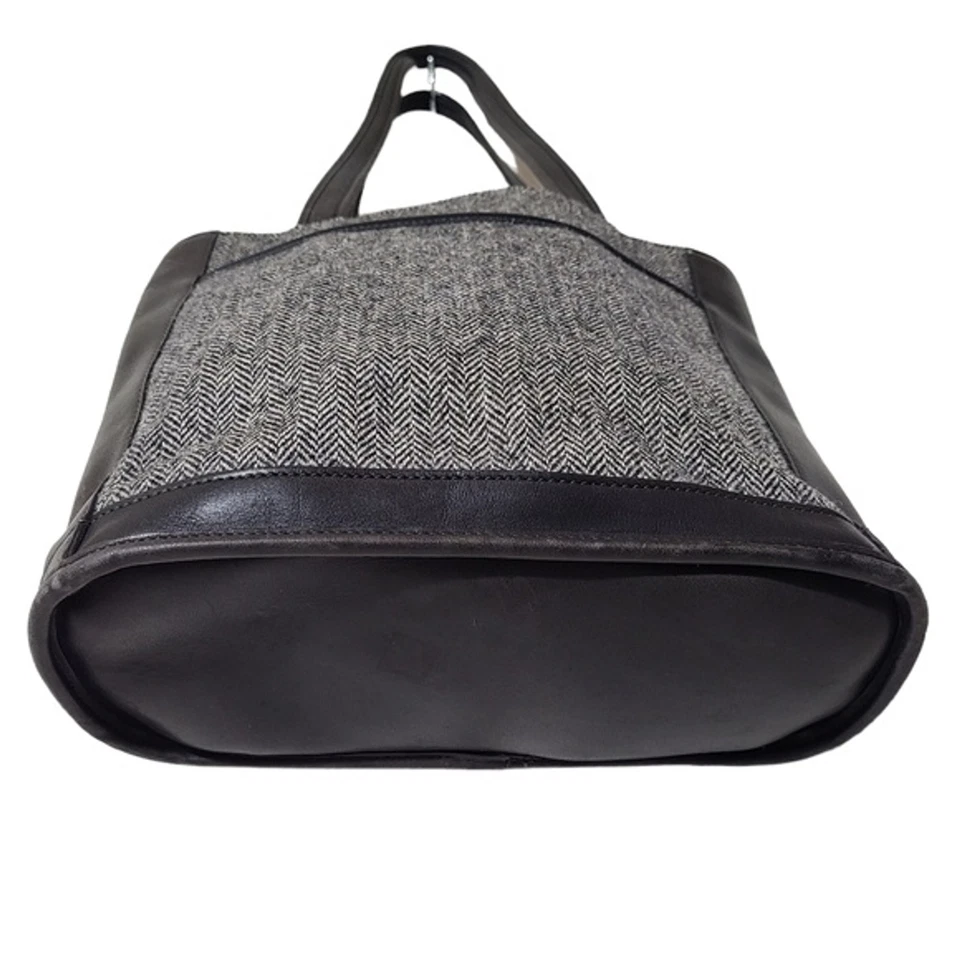 Vintage Coach Black Bleeker tweed herringbone print bucket bag handbag purse - Image 3 of 4