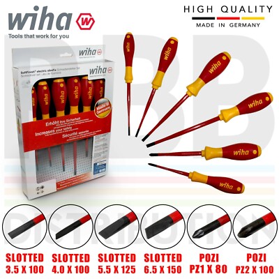 Wiha 36455 Screwdriver Slotted Pozidrive 6pcs Set 1000v VDE Electrician SlimFix