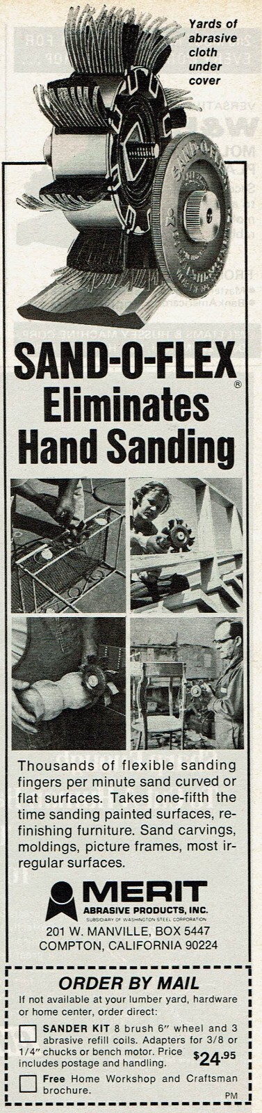 1977 Vintage Print Ad Merit Abrasive Prod Sand-O-Flex Eliminates Hand Sanding