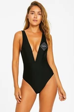 Zaful Women's Black One Piece deep plunge Swimsuit Size S NWT