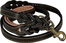 KA handcrafted Leather Braided dog Walking Leash Handmade heavy duty all breeds