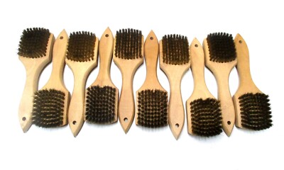 BRM (B61) 8.87'' OAL Brass Fill Wood Straight Back Handle Scratch Brush - 10 QTY