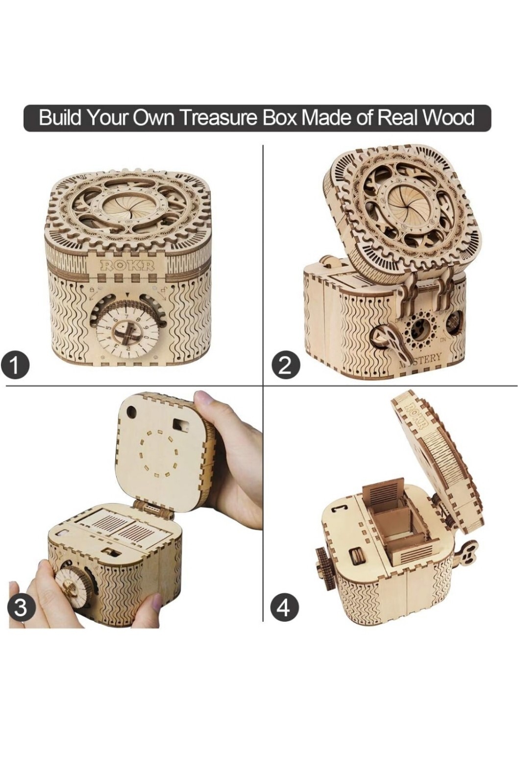 ROKR 3D Wooden Puzzle Toy Treasure Box Mechanical Model Kits Kids Toys