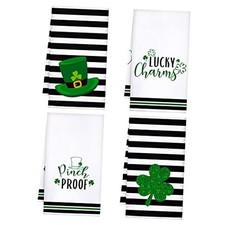 4 Pcs St Patrick's Day Kitchen Towels St. Patrick's Day Dishtowels Green