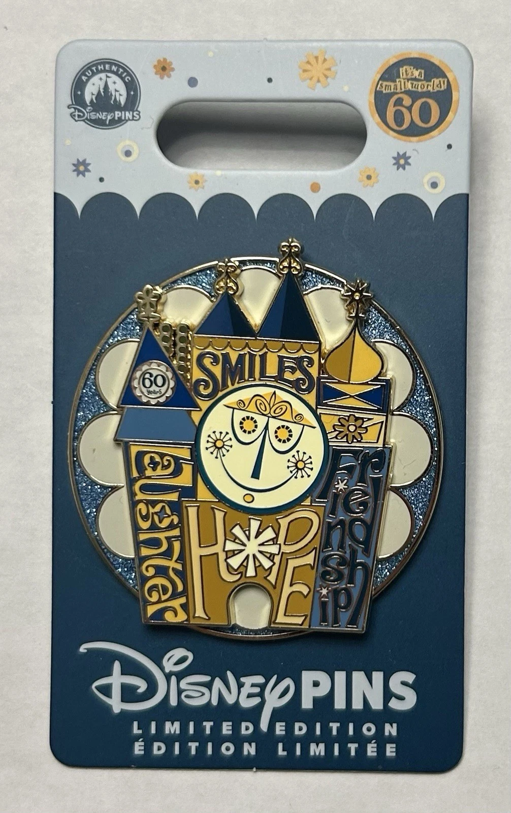 Disneyland - Ride Facade Clock Face - It's a Small World 60th Anniversary Pin