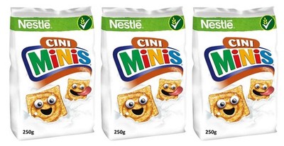 3 NESTLE CINI MINIS Breakfast Cereals Super Crunchy Cinnamon Flavor Snacks 250g