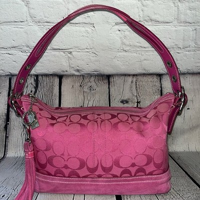 Vintage Y2K Coach Pink Signature East West Shoulder Bag Rare