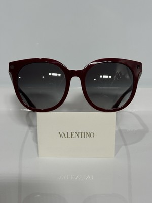 Valentino VA 4083 5139/8G Bordeaux Round Acetate Grey Gradient Sunglasses