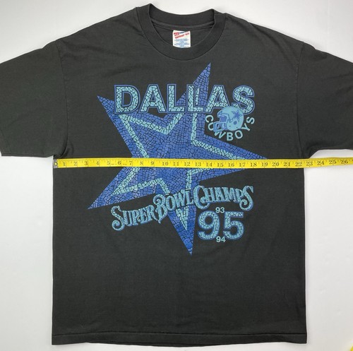Vintage 90s Dallas Cowboys 3-Peat Super Bowl Tshirt Single Stitch Size XL - Bild 7 von 9