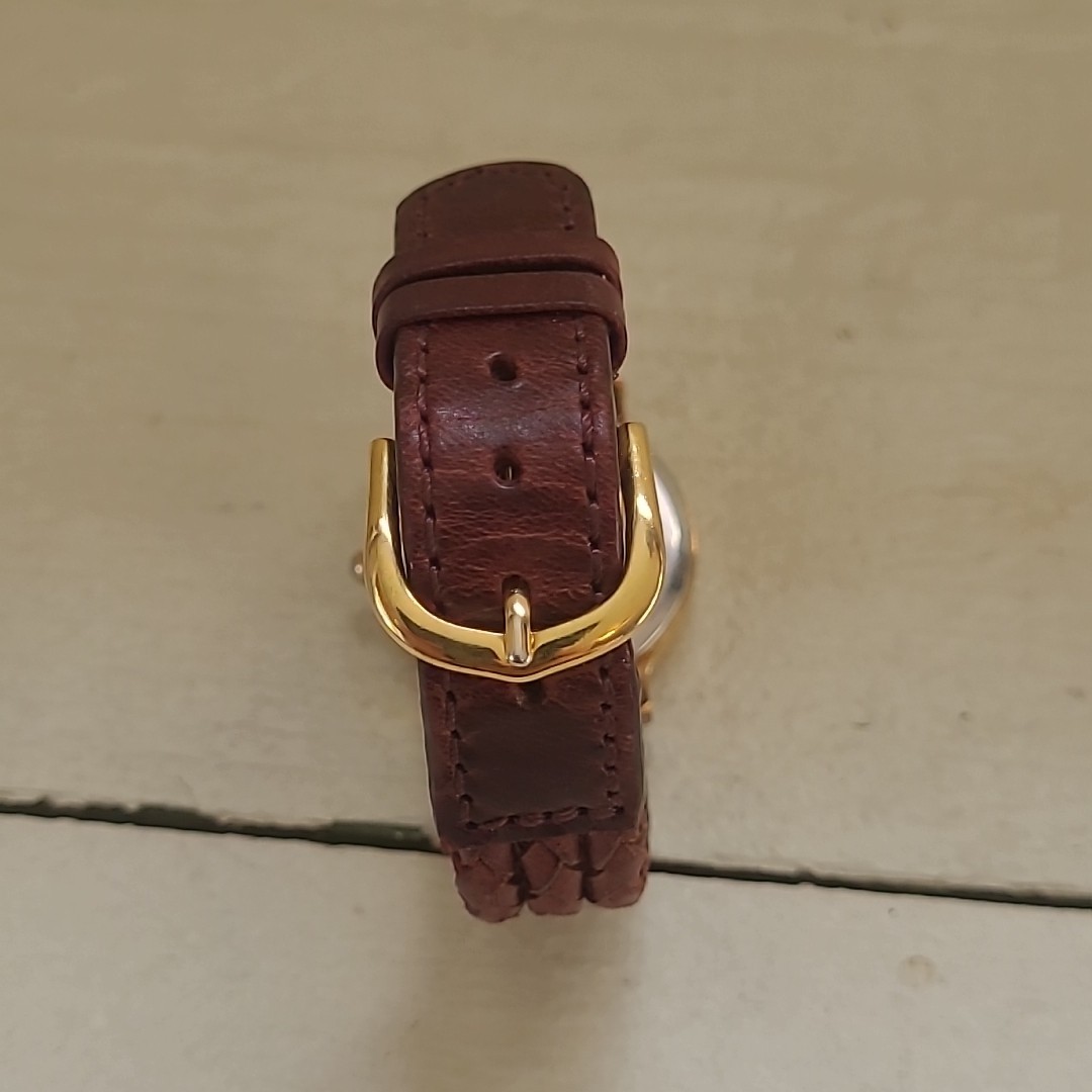 Vtg Relic ZR 38021 Skeleton Watch w Faceted Face Brown