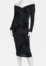 Halston Women's Black Burnout-Velvet Off-the-Shoulder Dress Size 16