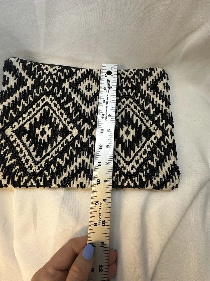 ROLLER RABBIT Precioso Textil Tejido Diamante XL Cuentas Boho Bolso sin asas Usado en Excelente Condición Foto 4 de 4