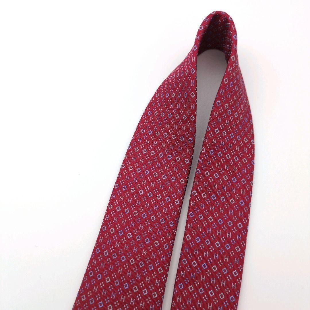 Item HERMES Tie Red H Pattern Small Pattern Jacqu… - image 2
