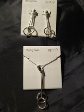 Sterling Silber 925 Halskette & Ohrringe Set Hänger NEU (113)
