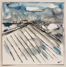 No.653 Original Abstract Post  Impressionistic Landscape Painting By K.A.Davis 