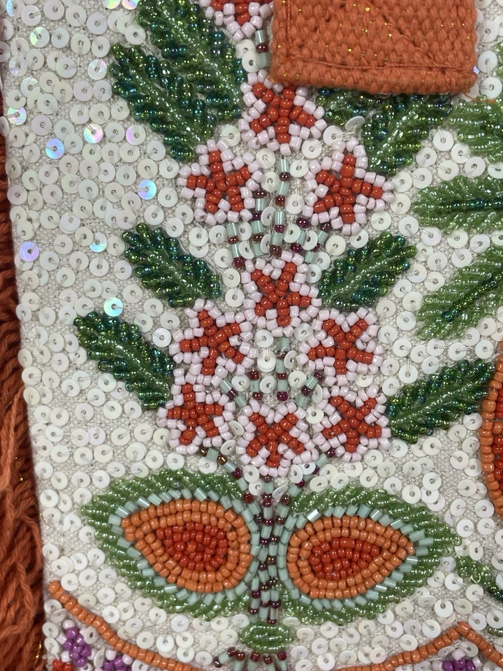 Bandolera A&B Edición Limitada Cuentas Naranja Piña con Flecos Naranja Foto 2 de 4