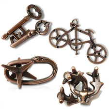 4 Pieces Large Size Brain Teaser Puzzles，Metal Cast Puzzle Games Toys，3D High...