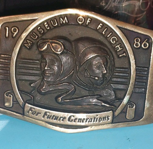 Museum Of Flight 1986 For Future Generations Belt Buckle. Anacortes Brass...