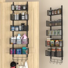 Over The Door Organizer, Metal Door Organizer Hanging with 5 Adjustable Baskets