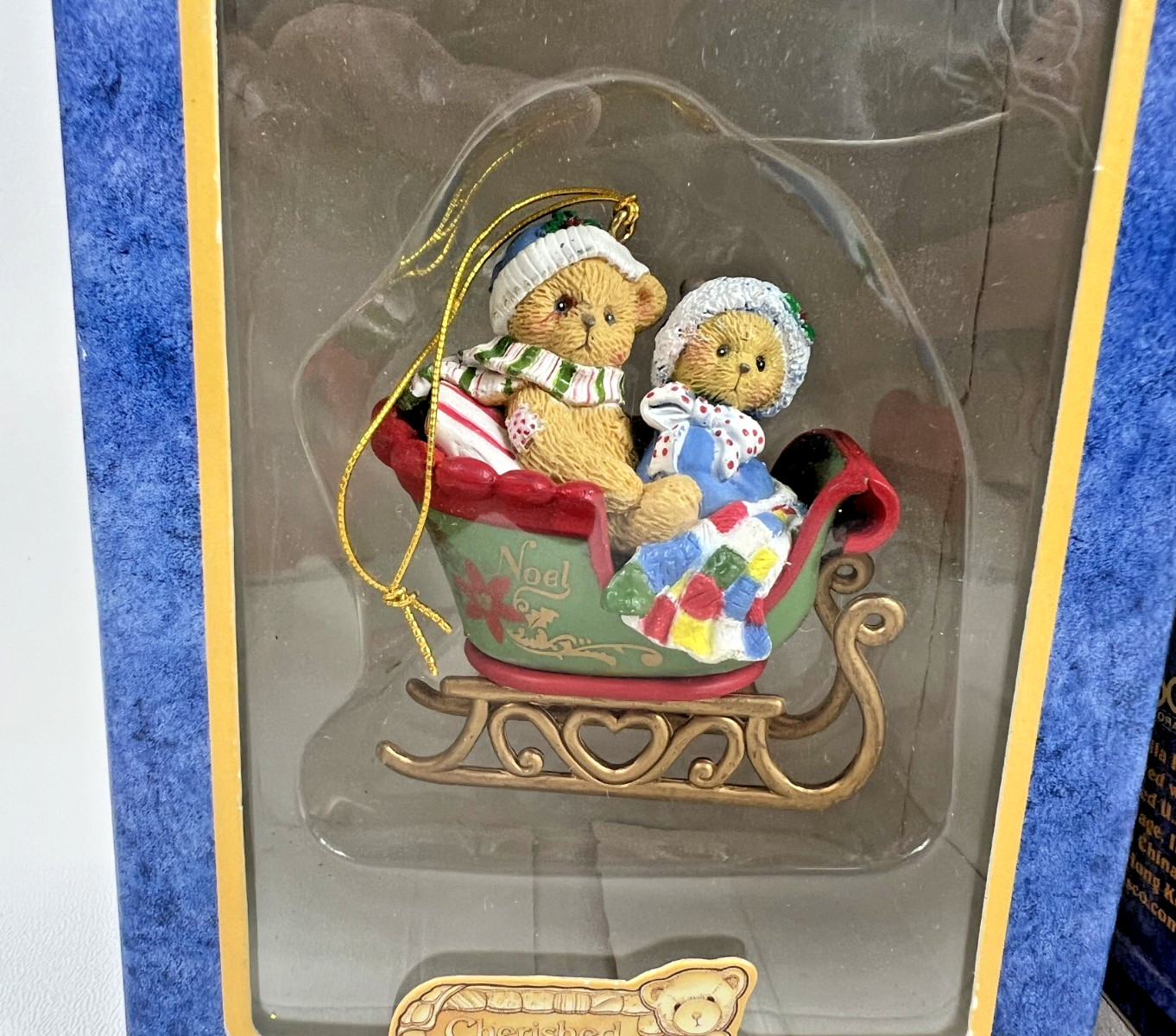1998 Vintage Enesco Cherished Teddies Christmas Holiday Ornaments Lot of 4