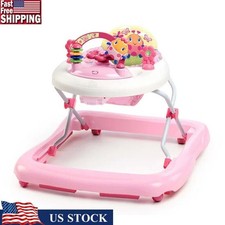 Baby Walker W/Activity Station Adjustable Height Portable Lights Melodies Sounds