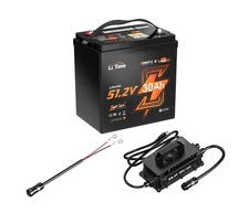 LiTime Bluetooth 48V 30Ah Lithium Golf Cart Battery with Charger, BCI GC2 Siz...