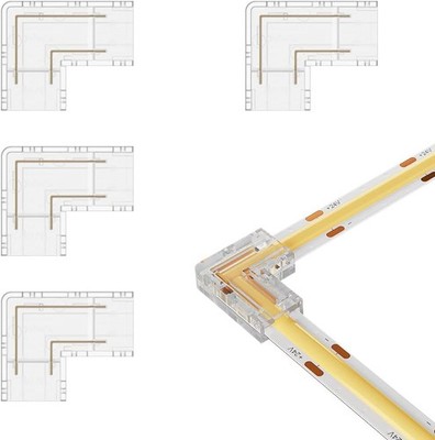 BTF-LIGHTING FCOB COB Transparent Gapless L-Shaped Connector Kit 4pc L-Shaped