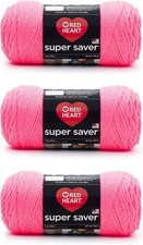 Red Heart Super Saver Pretty N' Pink Yarn 198g 7oz Acrylic 3 Pack