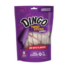 Jumbo Twist Sticks, Rawhide for Dogs, Made with Real Chicken, 9 Count