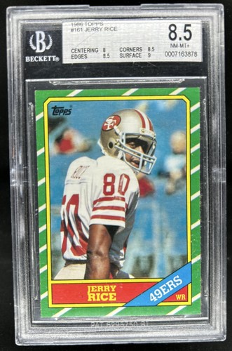 1986 Topps Jerry Rice Rookie RC #161 49ers BGS 8.5