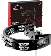 EASTROCK Drum Set Tambourine with Mounting Eye Bolt, Hi Hat Single-Black 