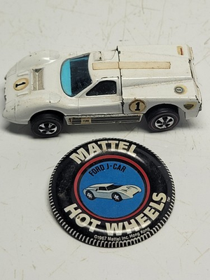 #ad Mattel Hot Wheels Redline Ford J Car With Metal Button Badge $49.65