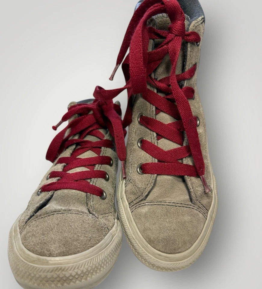 Tênis raro Converse All Star camurça cano alto marrom vermelho cadarços jovens crianças 4 - Imagem 3 de 4