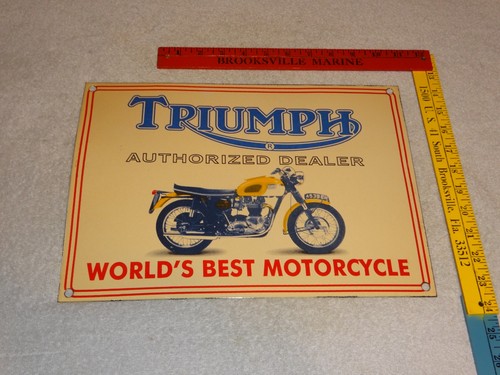 VINTAGE TRIUMPH MOTORCYCLES DEALER  PORCELAIN METAL GASOLINE OIL SIGN!