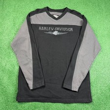 Vintage 90s Harley-Davidson Long Sleeve Sweatshirt Mens L Black Gray Colorblock