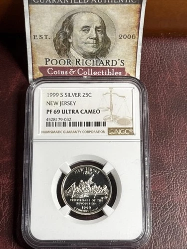 1999S SILVER New Jersey State Quarter. NGC PF 69 Ultra Cameo CC181