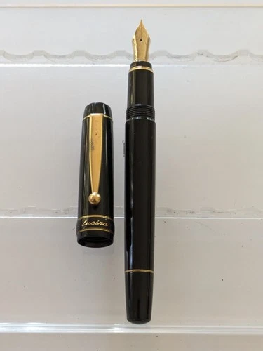 Vtg Black Gt Pilot Lucina Fountain Pen - Steel Gp F Nib - product listing photo
