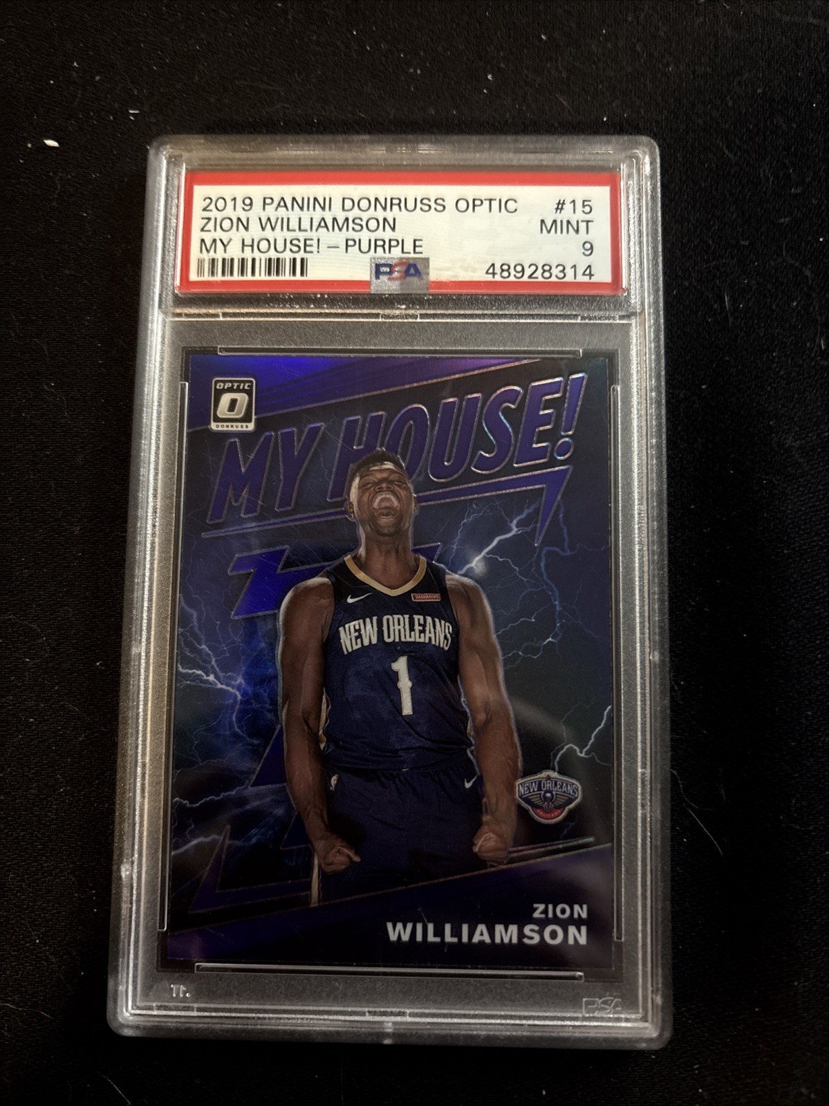 2019 Panini Donruss Optic #15 Zion Williamson My House!-Purple Prizm PSA MINT 9
