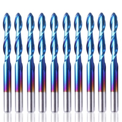 Genmitsu 10 Stücke Nano Blau Mantel Kugelkopffräser CNC Fräser, 1/8 ''Schaft S...