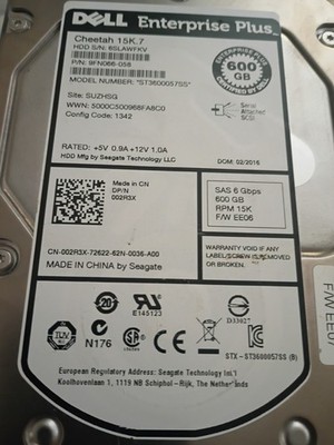 Dell Enterprise Plus /CHEETAH 15.7  Model # ST3600057SS* HDD S/N: 6SLAWFKV 6 GB