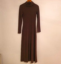 SHEIN Brown Ribbed Knit Turtleneck Long Sleeve Midi Sweater Dress Size M