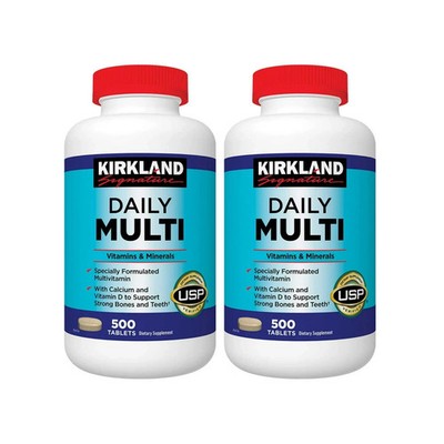 Kirkland 2 Pack Daily Multi, 500 Tablets Multivitamin with Calcium Vitamin D