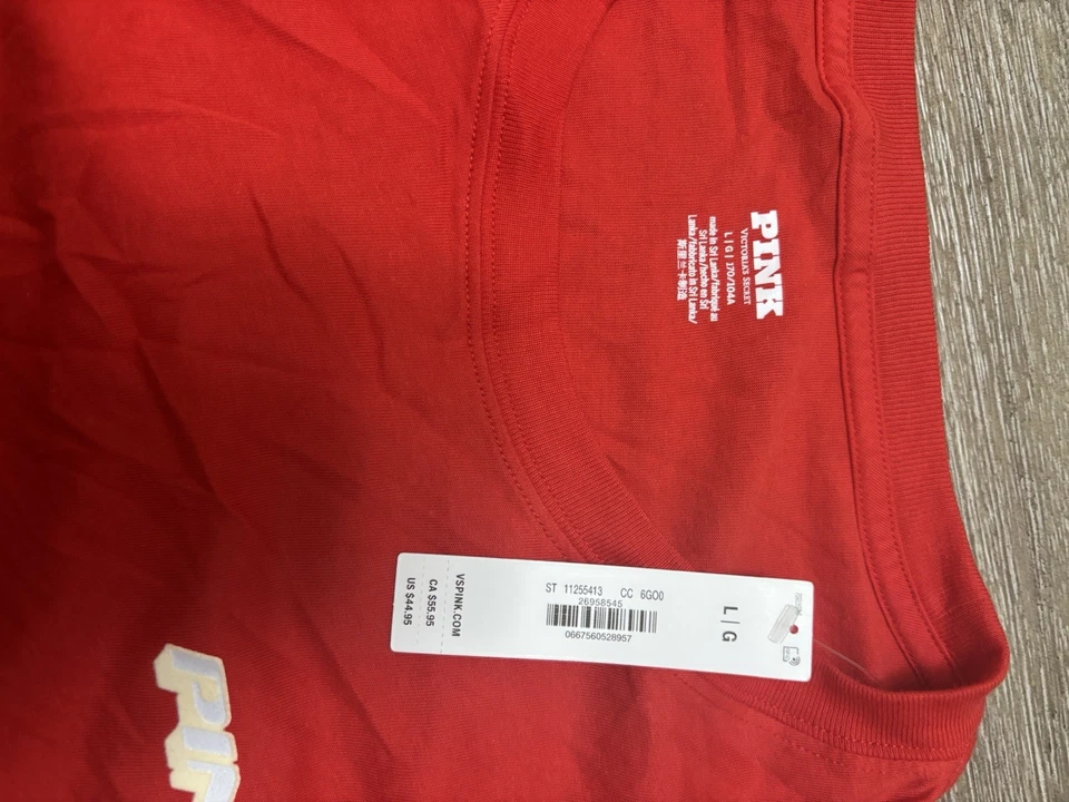 Conjunto de Sudadera y Pantalones de Sudadera ROSA Victoria’s Secret Rojo Talla L Nuevo Con Etiquetas Foto 2 de 4