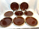 Vintage Hull Pottery Brown Drip Glaze SET OF 8 BREAD PLATES 6-3/4"