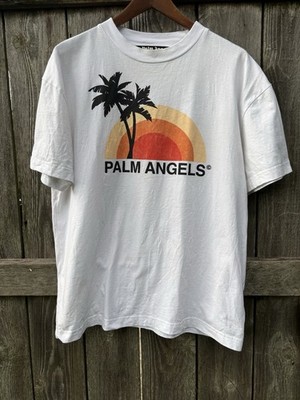 palm Angels オレンジヤシの木 Tシャツ L Rare Palm Angels Sunset Palm Tree Tee Shirt Men's XL White Italy