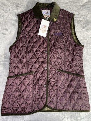 John Partridge Classic Rag Gilet Handmade Quilted Vest Womens Size L Purple NWT
