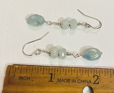 2  Long Natural Aquamarine Sterling Silver Earrings Sundance Sky Jewelry March