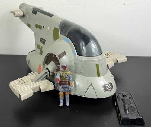 Star Wars Vintage Kenner 1981 Slave 1 w/ Boba Fett & Han Solo Carbonite Complete