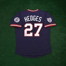 Austin Hedges 1976 Cleveland Indians Cooperstown Men's Navy Jersey w/ Patch