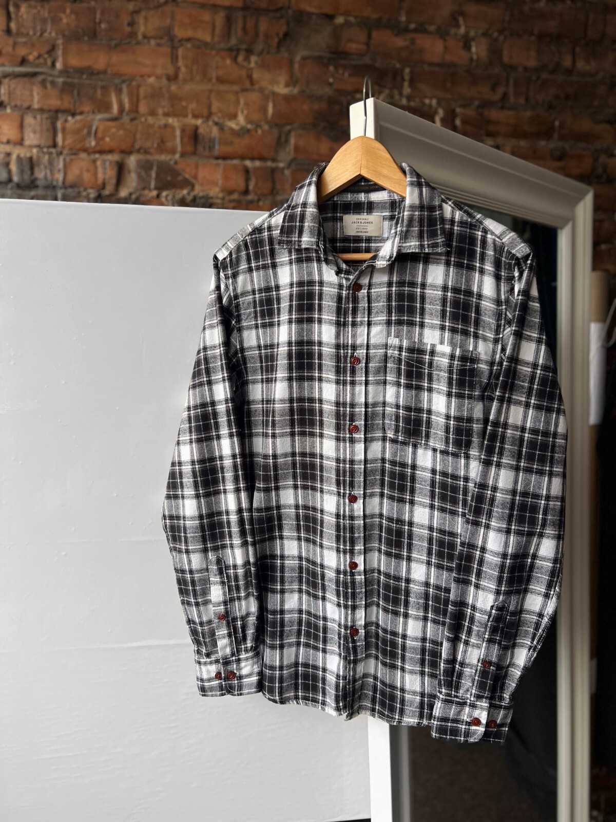 Jack&Jones Hombres Jor Steven Botón Camisa a Cuadros Ropa de Calle Estilo Cas...